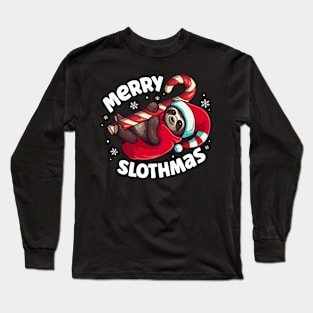 Merry Slothmas Christmas Funny Xmas Slot Lover Boys Girls Long Sleeve T-Shirt